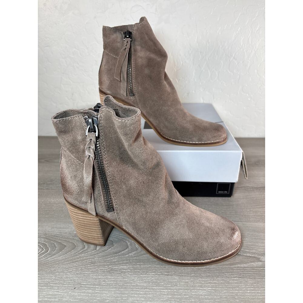 Dolce Vita Lanie‎ Dark Suede Block Heel Boots Women's 10- NIB